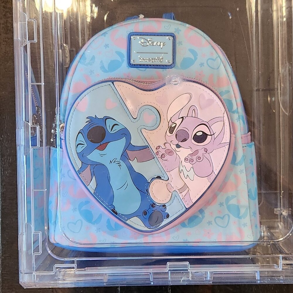 Disney Loungefly Stitch and Angel Heart Puzzle Mini Backpack